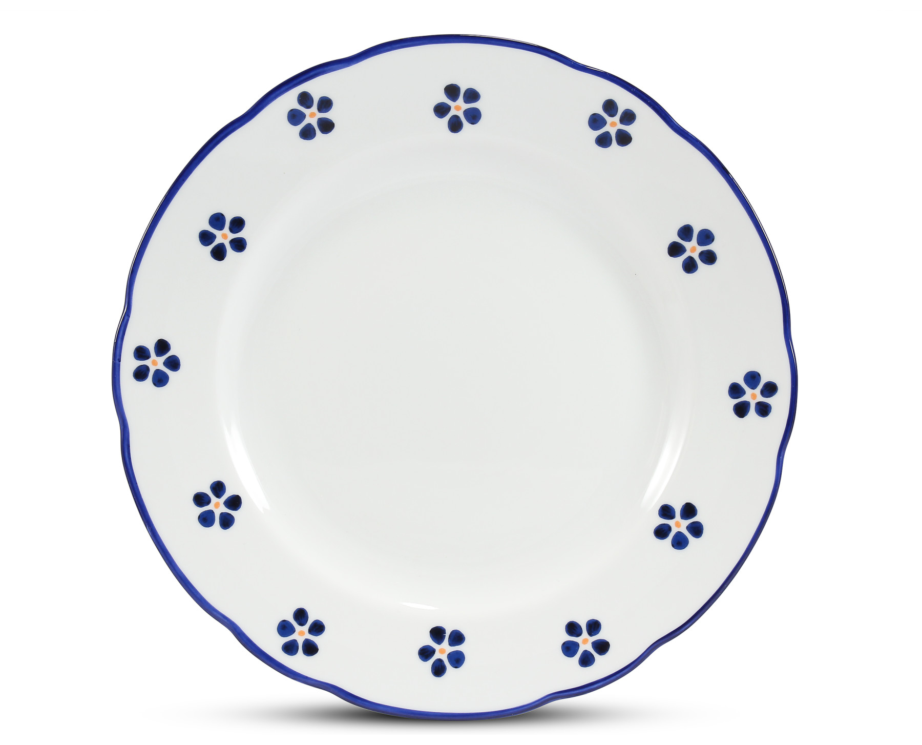 Flacher Teller, 25 cm „Blaue Blumen aus dem Garten"