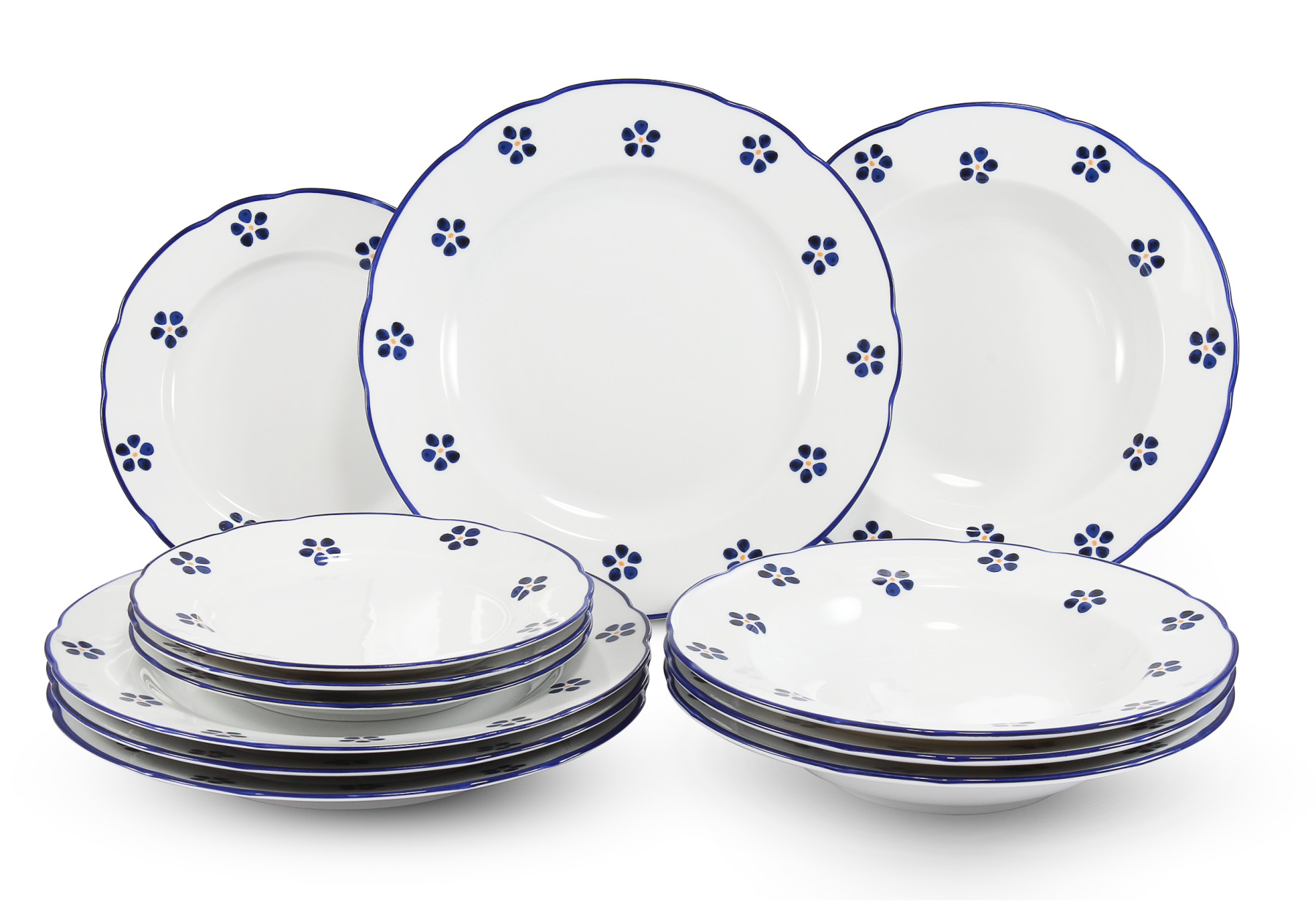 Talířová sada 12-dílná "Modrohrátky ze zahrádky"