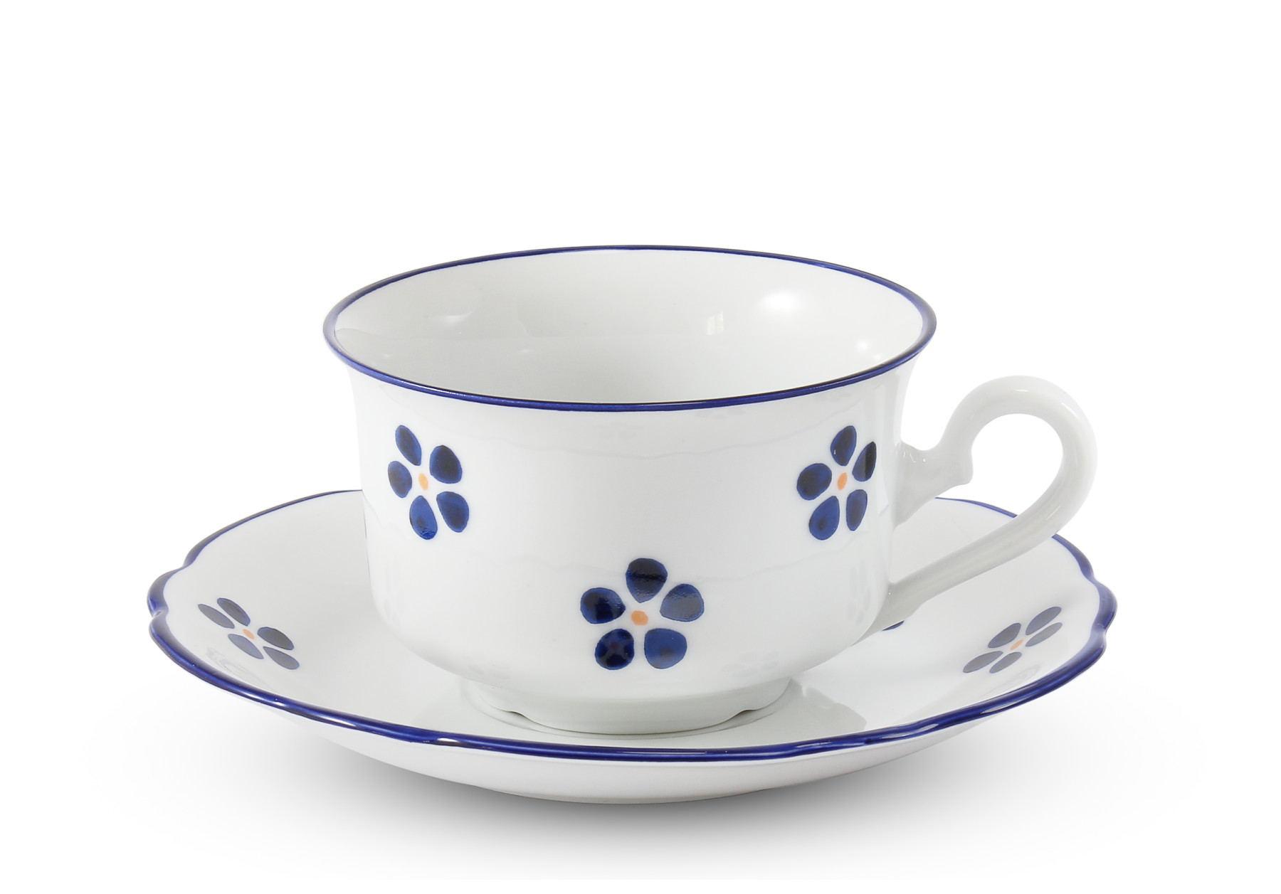 Šálek nízký s podšálkem 20 cl "Modrohrátky ze zahrádky"