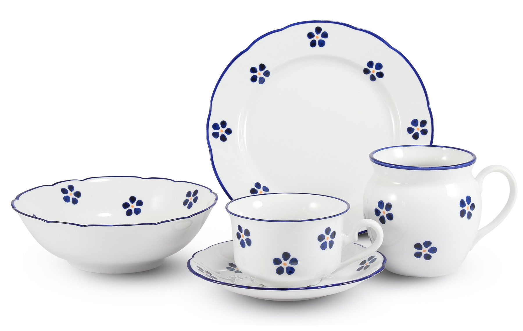 Snídaňová souprava 5 dílná "Modrohrátky ze zahrádky"