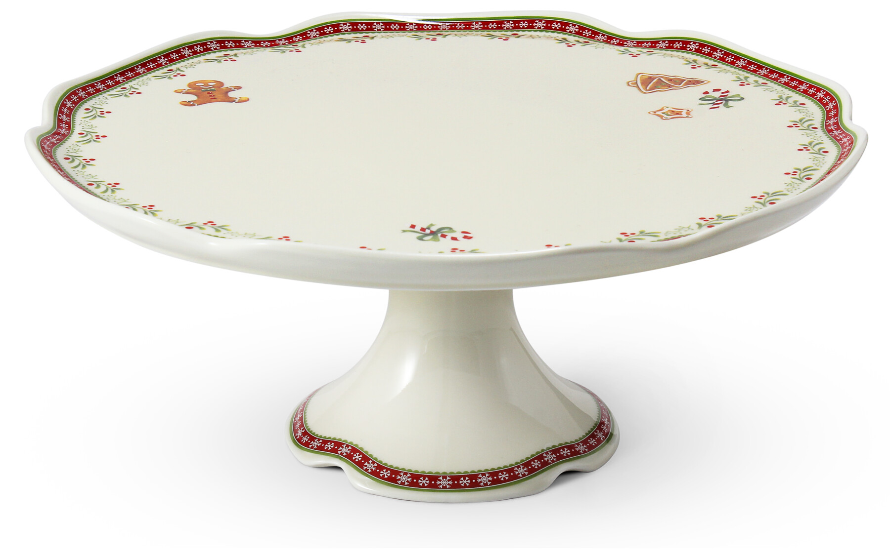 Talíř dortový 28 cm na nožce "Vánoční perníčky"